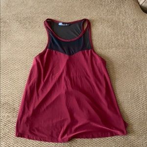 Maroon top with black mesh